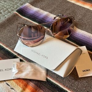 Michael Kors Gold/Rose Gold Aviator Sunglasses MK 1024